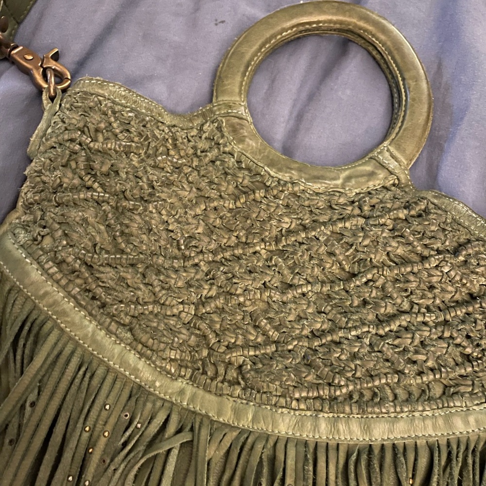 Free People leather handbag with fringe. EUC.